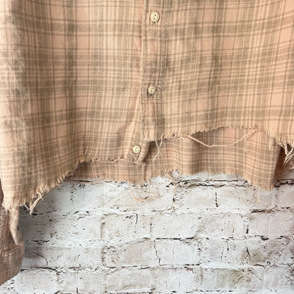 Current / Elliott Size 3 The Mell Shirt Painter Plaid Long Sleeve Large Brown L - Picture 7 of 12